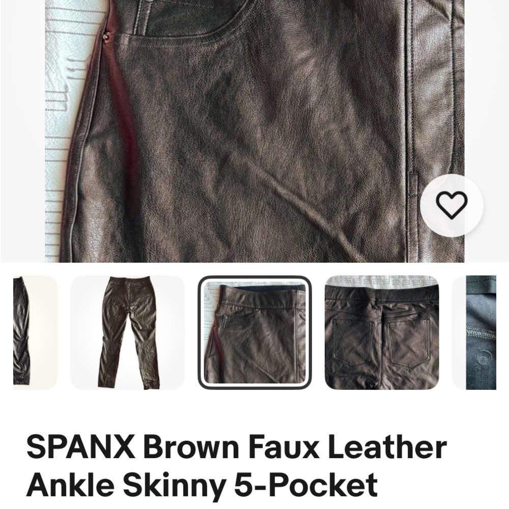 SPANX Chocolate Faux Leather Skinny Pants, size L, NWOT